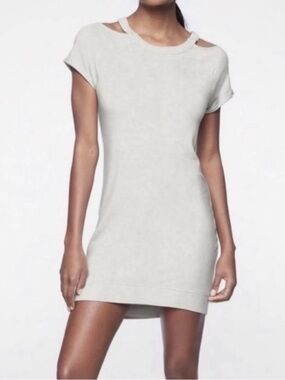 Athleta Shala Shoulder Cutout Dress Size Small Tall Fog Grey Heather